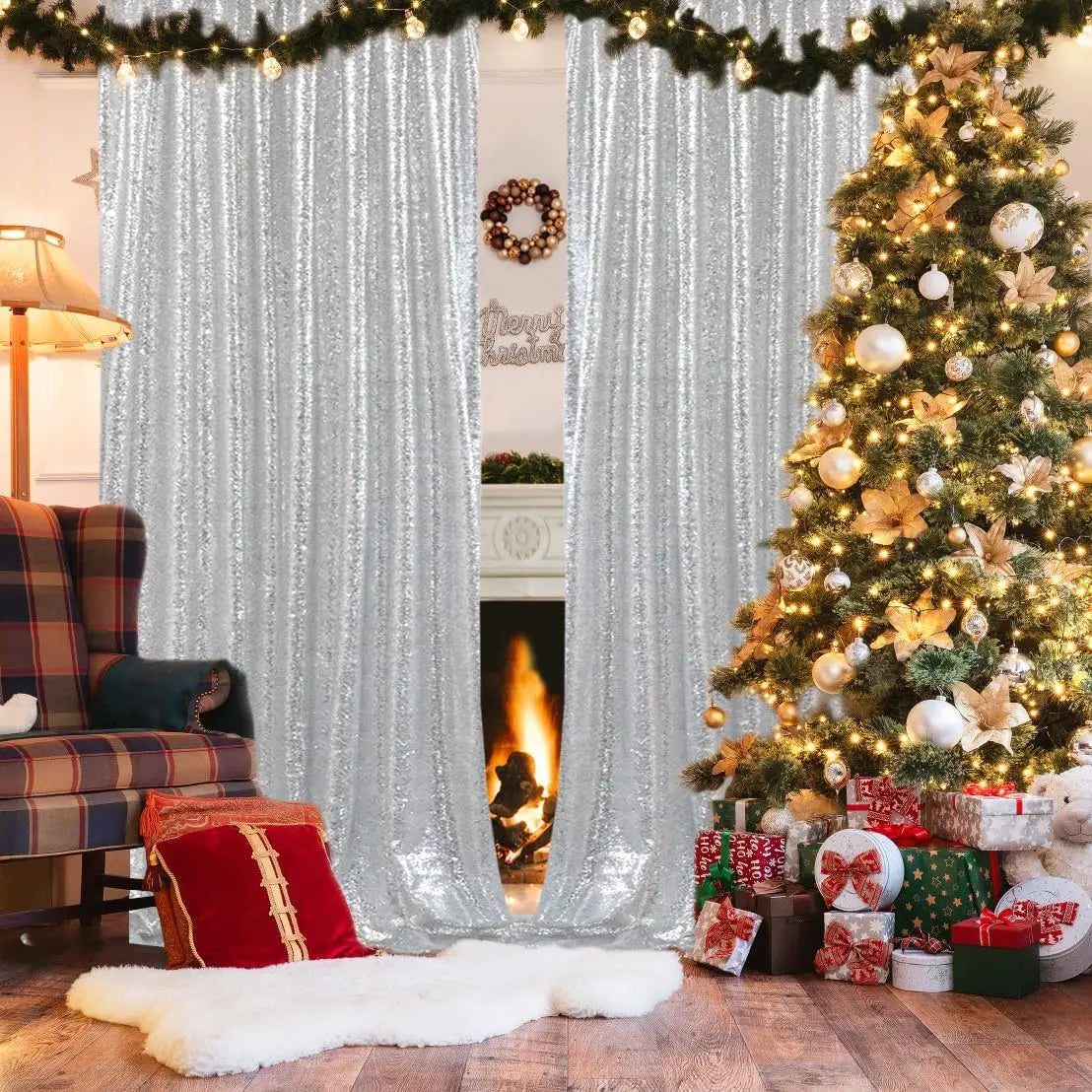 Silver Sequin Backdrop Sparkle Curtains - Afford Today
