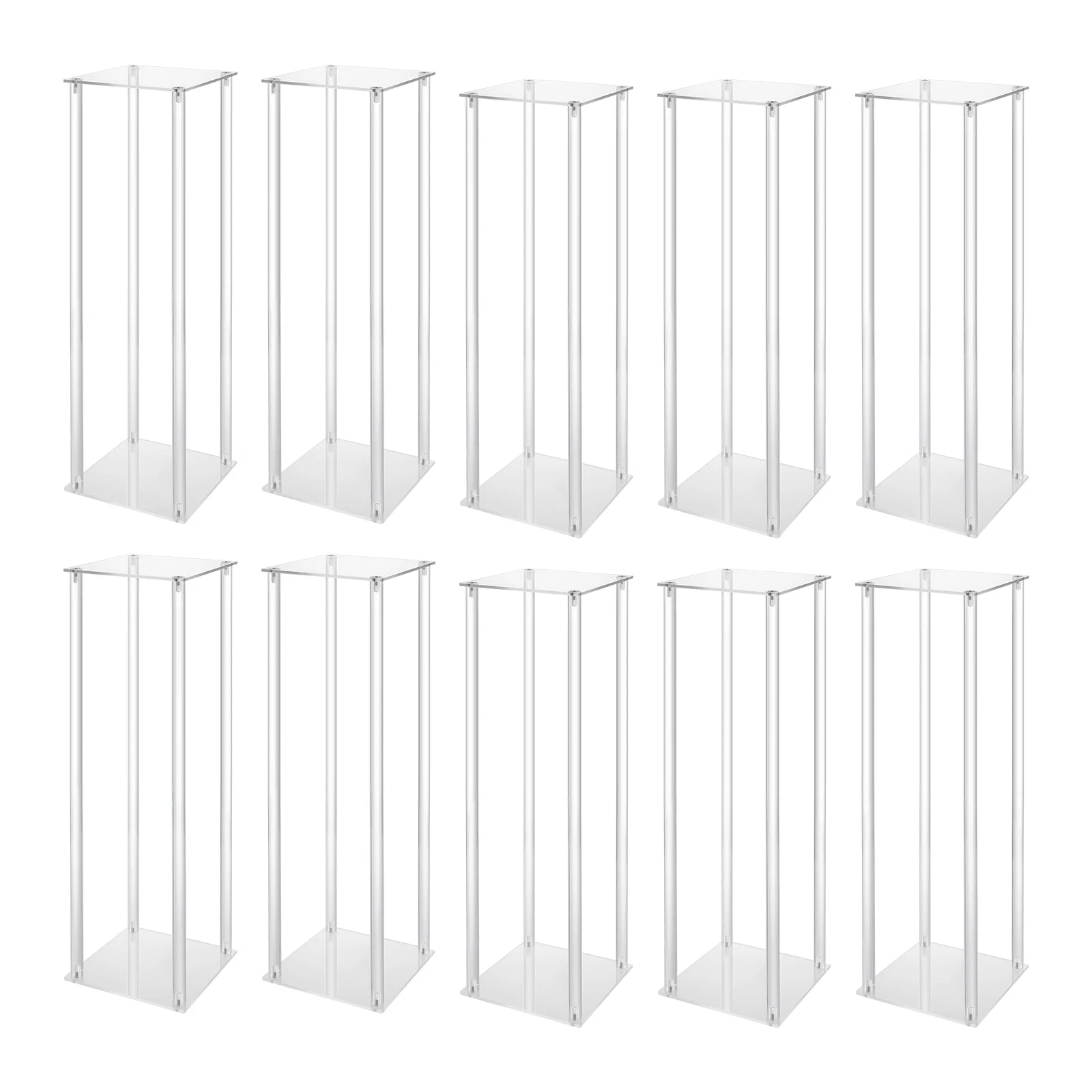 10Pcs Acrylic Vase Wedding Flower Stands Set 23.6"H Clear Column Rack Geometric Display Stand for Home Party Wedding Decor - Afford Today