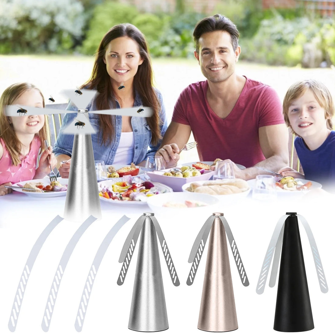 3 Pack Food Fans for Tables, Indoor Outdoor Food Fan, Portable Battery Powered Fan for Home Restaurant Party Picnic Patio (Silver)