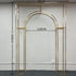 Shiny Gold Double Arch Artificial Flower Display Stand, Wedding Stage, Welcome Aisle, Door Backdrops, Birthday Balloons Rack - Afford Today