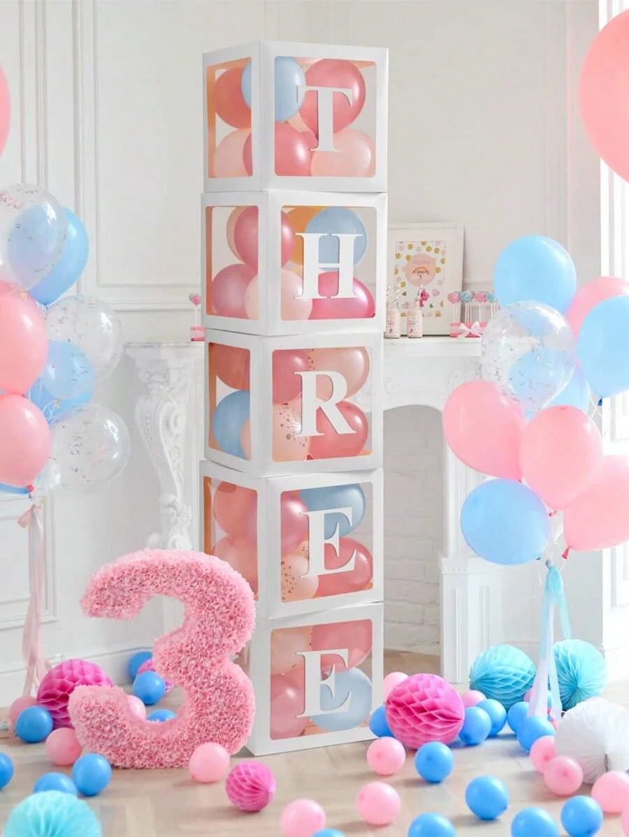 5pc White Balloon Box With 2 Set - Afford Today