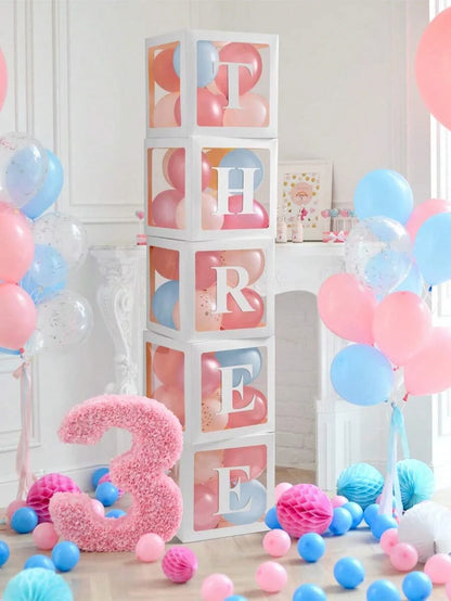 5pc White Balloon Box With 2 Set - Afford Today