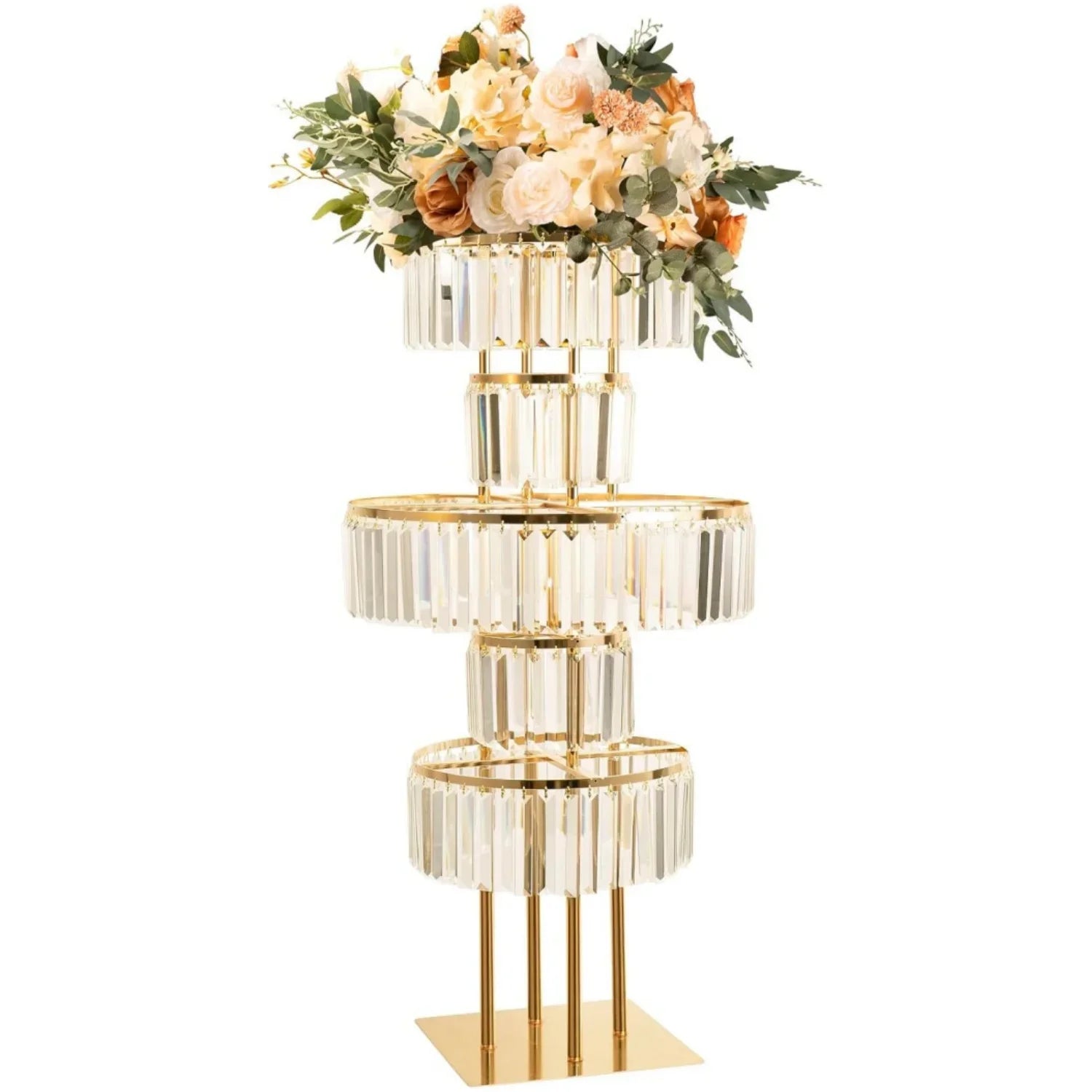 Crystal-Style Acrylic Flower Stand With Golden Frame - Afford Today