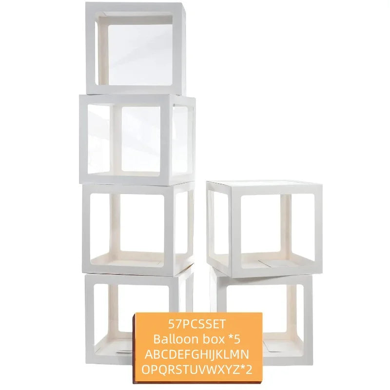 5pc White Balloon Box With 2 Set - Afford Today