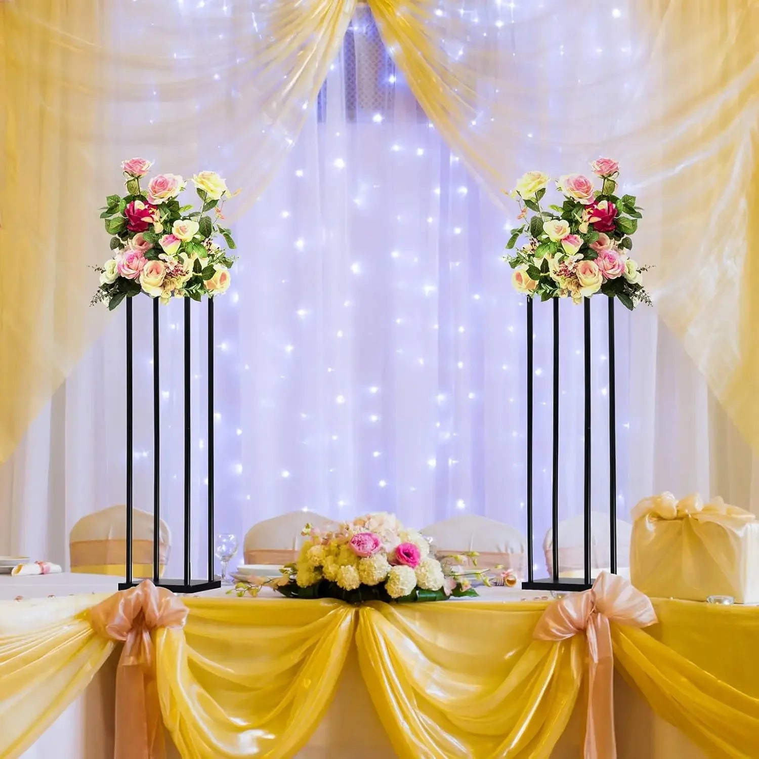 Matte Black Wedding Flower Stand, Metal Vase Column Pillar, Centerpiece for Event Party, Reception Table Decoration, 10Pcs - Afford Today