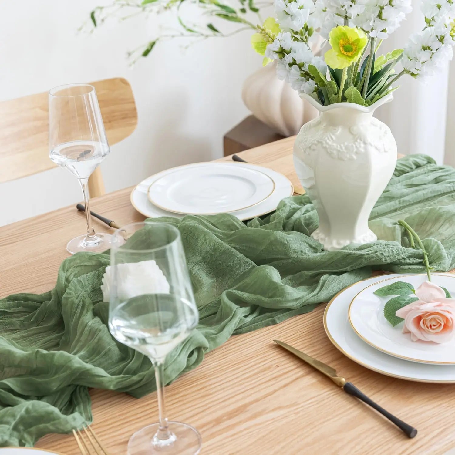 40x270cm Boho Gauze Fabric CheeseCloth Table Runner