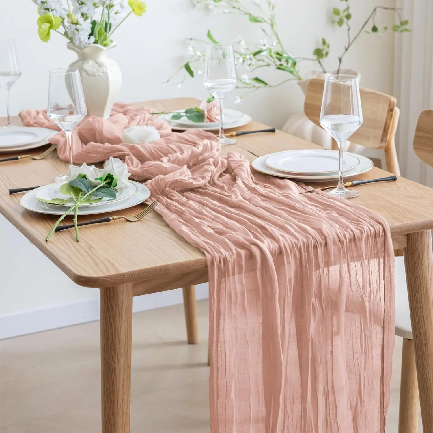 40x270cm Boho Gauze Fabric CheeseCloth Table Runner