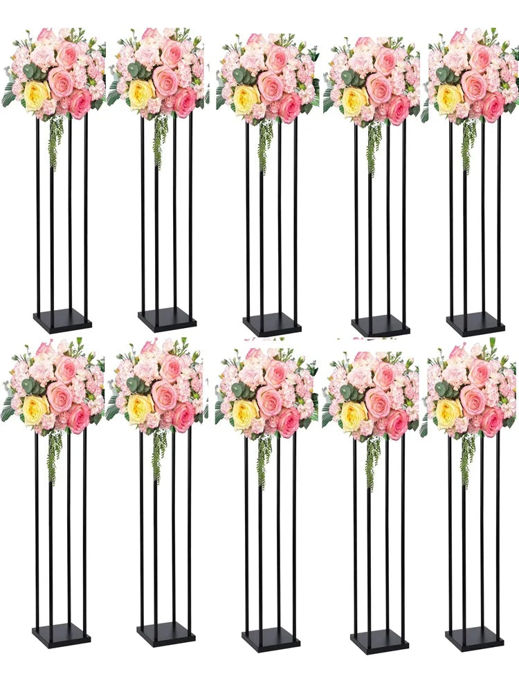Matte Black Wedding Flower Stand, Metal Vase Column Pillar, Centerpiece for Event Party, Reception Table Decoration, 10Pcs - Afford Today