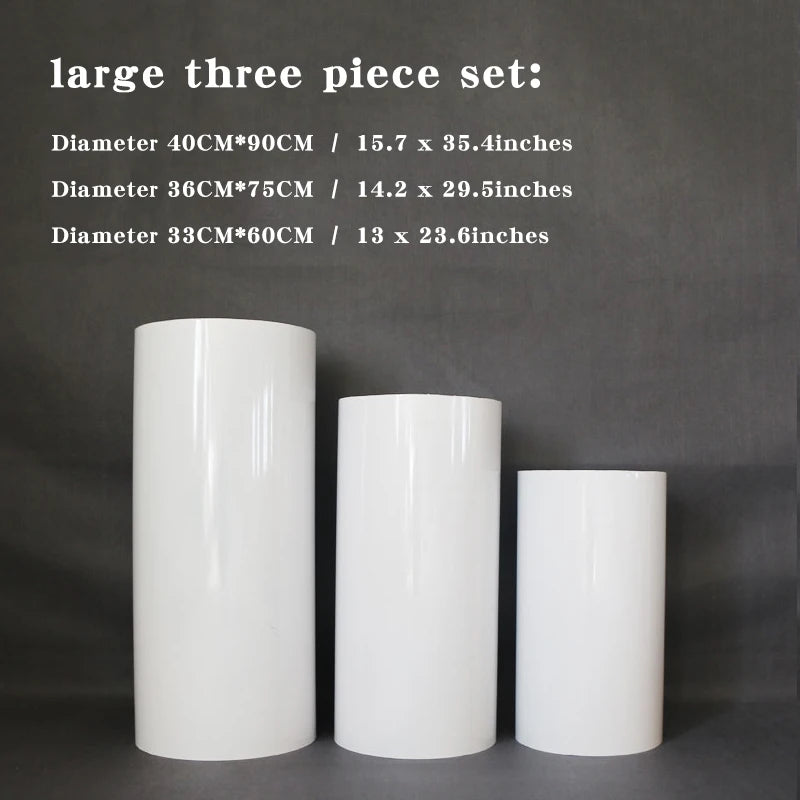 Round Cylinder Pedestal Display White Gold Art Deco