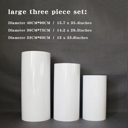 Round Cylinder Pedestal Display White Gold Art Deco