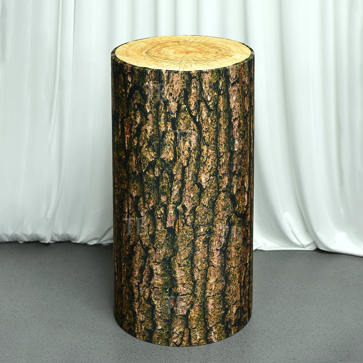 Wood Bark Texture Cylinder Pedestal Covers