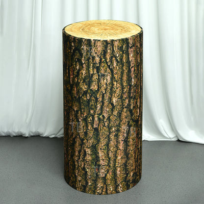 Wood Bark Texture Cylinder Pedestal Covers