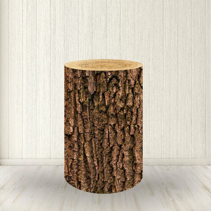 Wood Bark Texture Cylinder Pedestal Covers