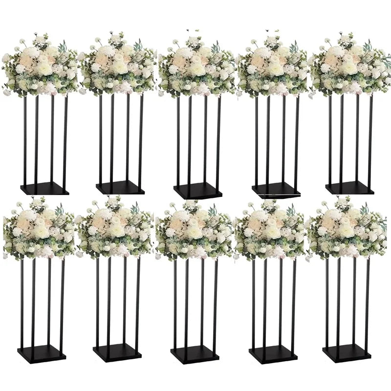 Matte Black Wedding Flower Stand, Metal Vase Column Pillar, Centerpiece for Event Party, Reception Table Decoration, 10Pcs - Afford Today