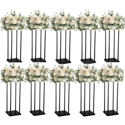Matte Black Wedding Flower Stand, Metal Vase Column Pillar, Centerpiece for Event Party, Reception Table Decoration, 10Pcs - Afford Today