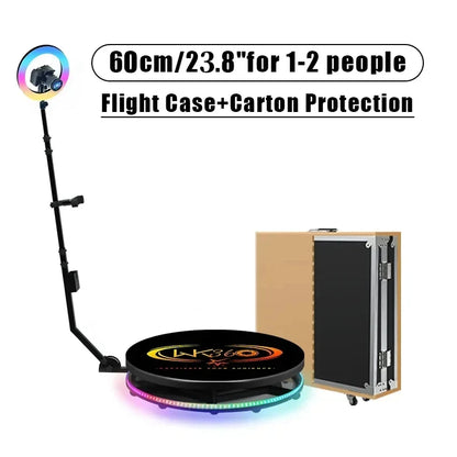 MWE360 Photo Booth  Insta 360 60cm App Control Machine 24inch  with RGB Ring Light Logo Free 360 Video Photo Booth Flight Case ﻿ - Afford Today