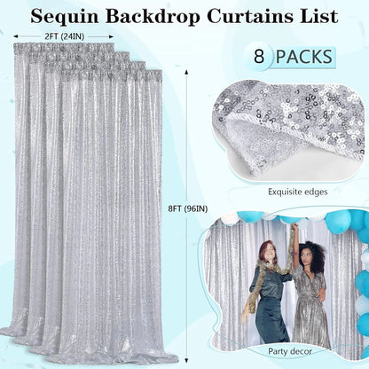 Silver Sequin Backdrop Sparkle Curtains - Afford Today
