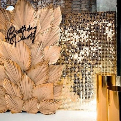 DIY Large Shimmer Wall Backdrop Champagne Gold Square Glitter Panel