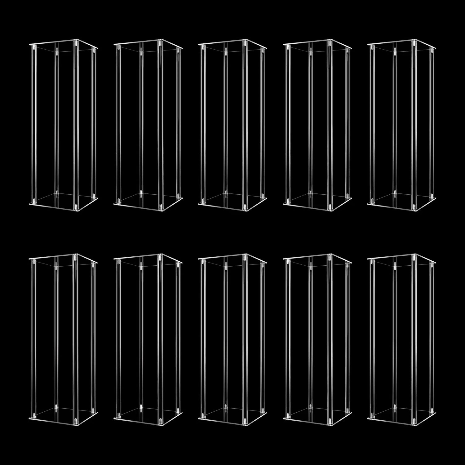 10Pcs Acrylic Vase Wedding Flower Stands Set 23.6&quot;H Clear Column Rack Geometric Display Stand for Home Party Wedding Decor - Afford Today