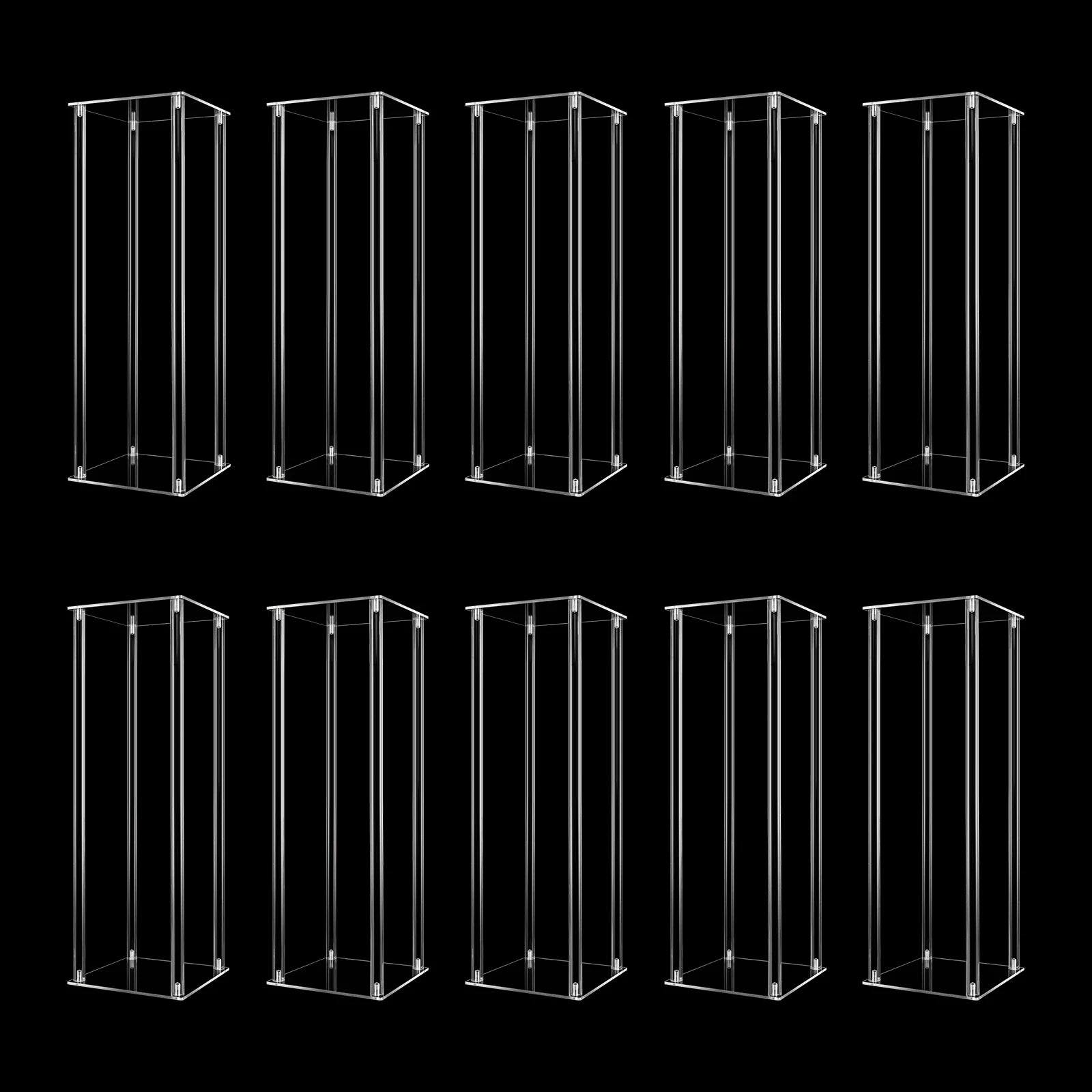 10Pcs Acrylic Vase Wedding Flower Stands Set 23.6&quot;H Clear Column Rack Geometric Display Stand for Home Party Wedding Decor - Afford Today