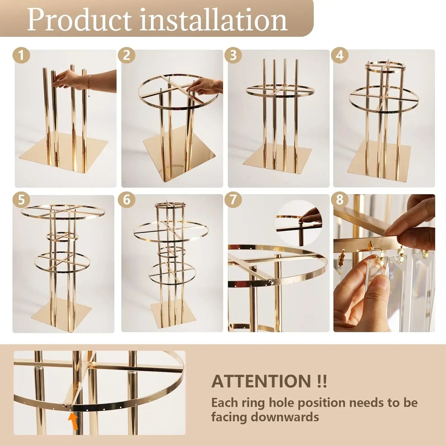 Crystal-Style Acrylic Flower Stand With Golden Frame - Afford Today