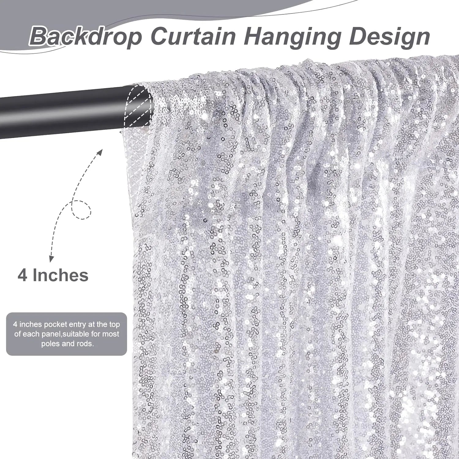 Silver Sequin Backdrop Sparkle Curtains - Afford Today