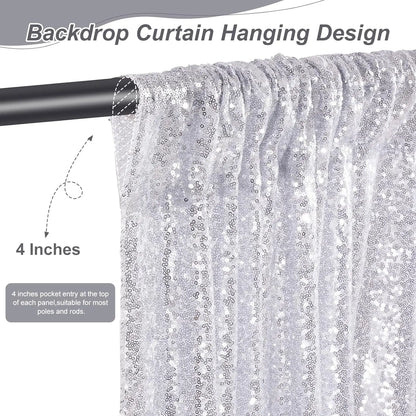 Silver Sequin Backdrop Sparkle Curtains - Afford Today