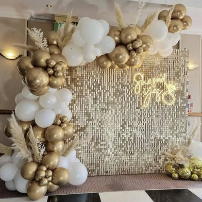 DIY Large Shimmer Wall Backdrop Champagne Gold Square Glitter Panel