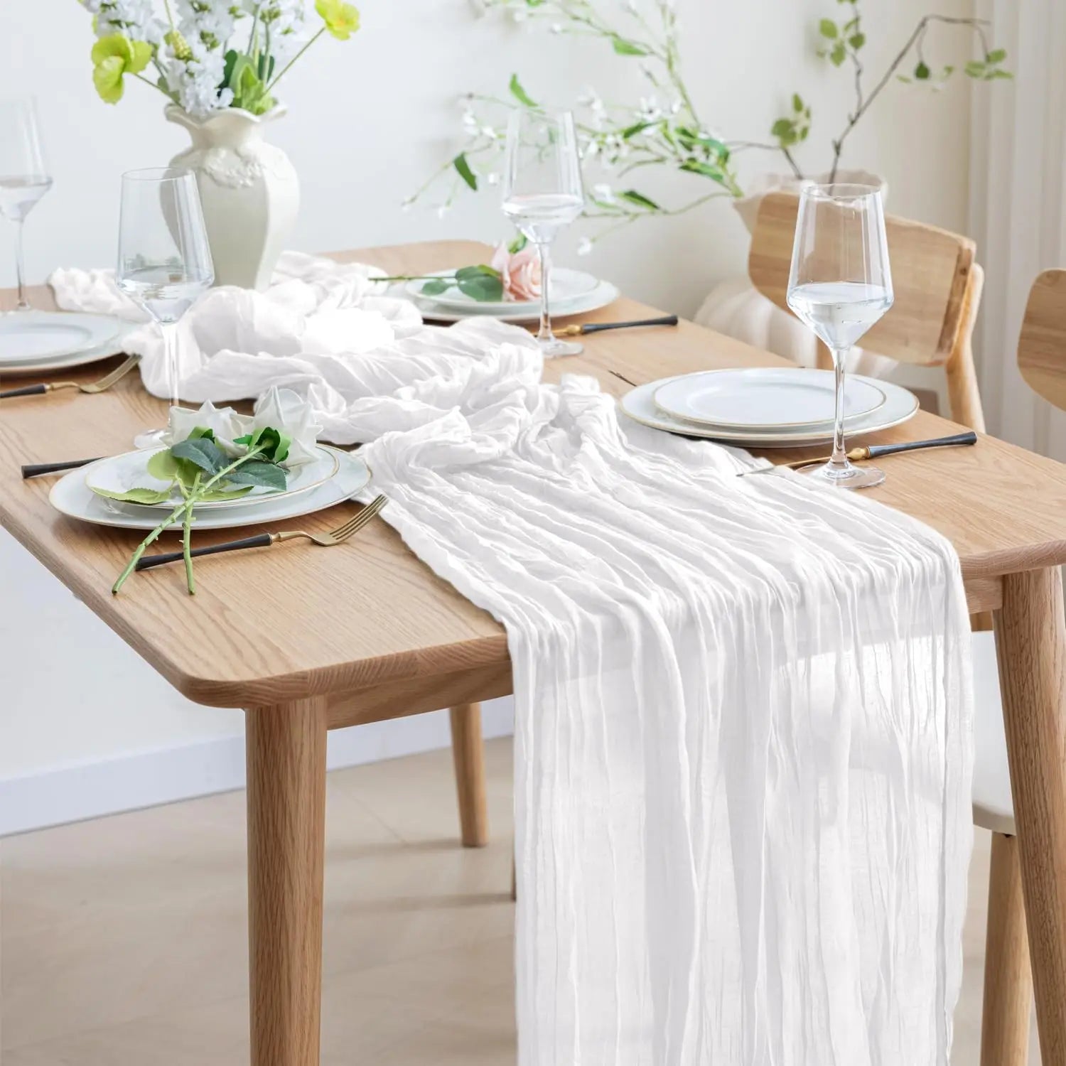 40x270cm Boho Gauze Fabric CheeseCloth Table Runner