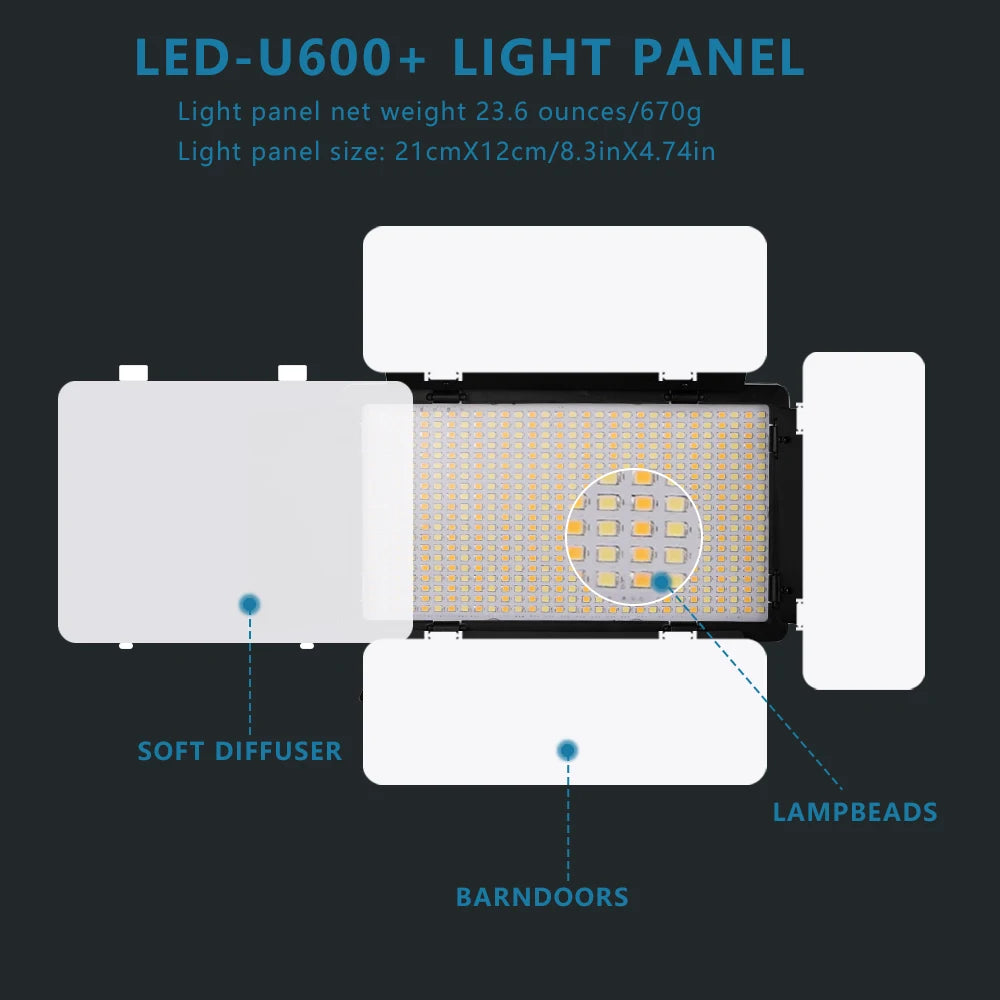 Nagnahz U800 LED Photo Studio Light for Tiktok Youbute Game Live Video Lighting Portable Video Recording Photography Panel Lamp - Afford Today