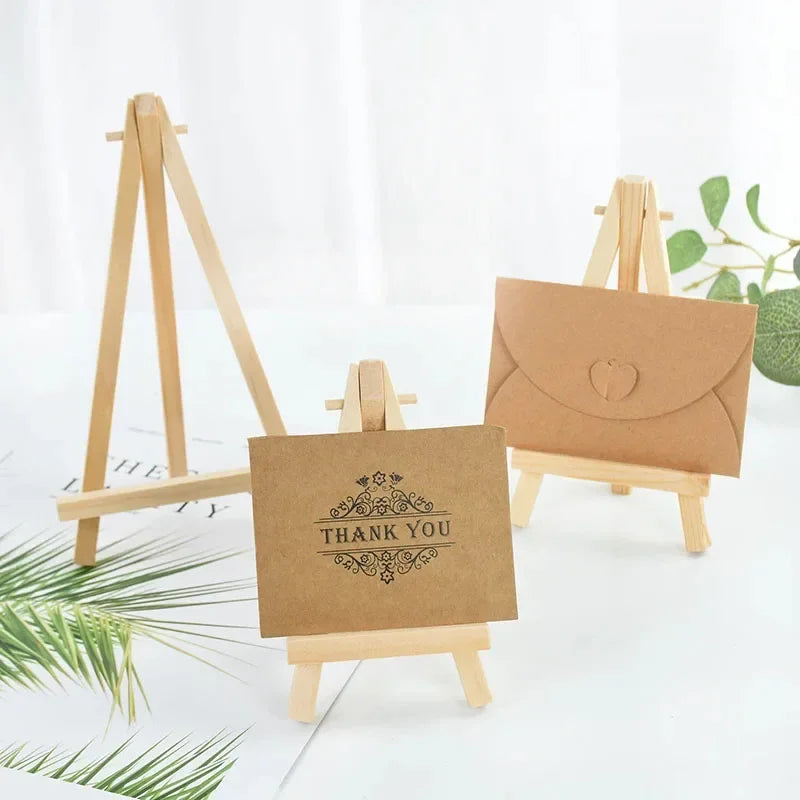 10pcs Wood Mini Easel Frame Desktop Triangle Display Stand