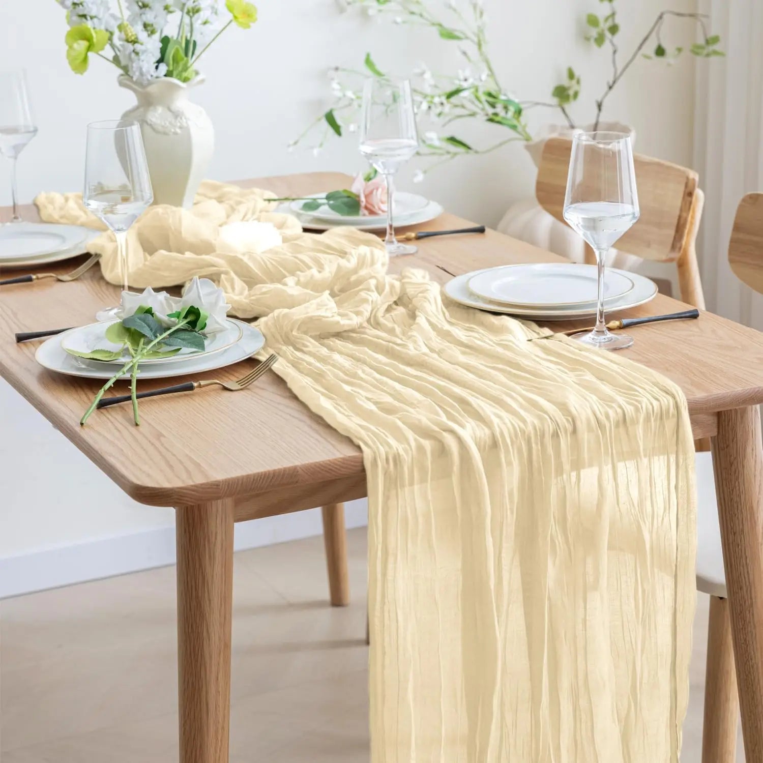 40x270cm Boho Gauze Fabric CheeseCloth Table Runner