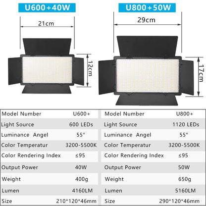 Nagnahz U800 LED Photo Studio Light for Tiktok Youbute Game Live Video Lighting Portable Video Recording Photography Panel Lamp - Afford Today