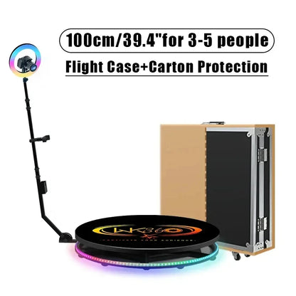 MWE360 Photo Booth  Insta 360 60cm App Control Machine 24inch  with RGB Ring Light Logo Free 360 Video Photo Booth Flight Case ﻿ - Afford Today