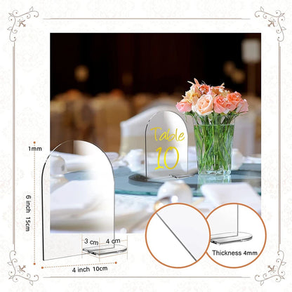 5Pcs/Set Clear Arch Acrylic Sign With Stand