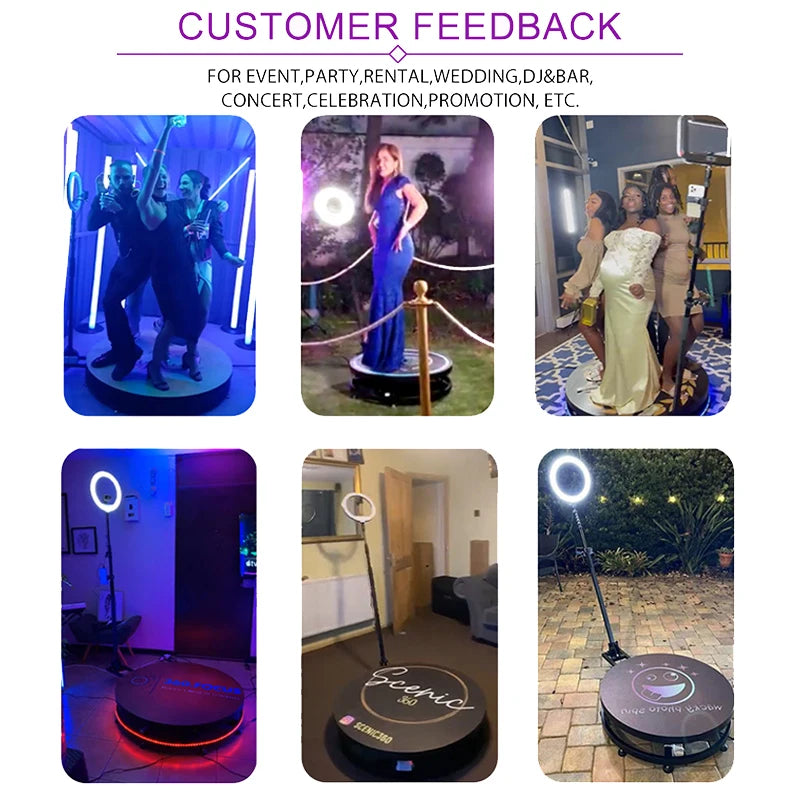 MWE360 Photo Booth  Insta 360 60cm App Control Machine 24inch  with RGB Ring Light Logo Free 360 Video Photo Booth Flight Case ﻿ - Afford Today
