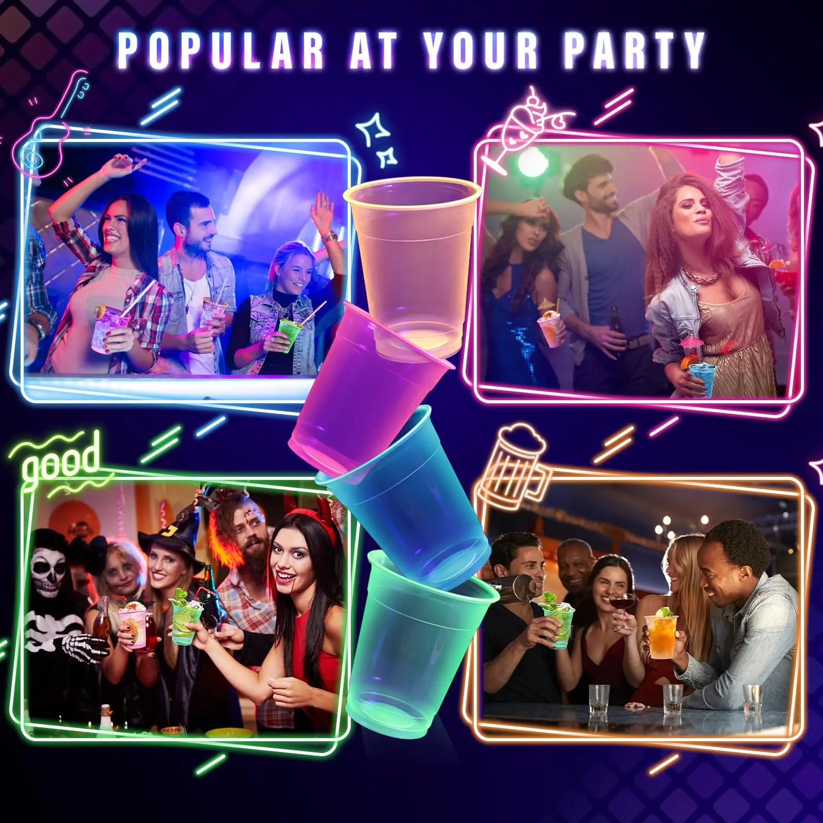 40pcs 12oz Neon Party Cups - Afford Today