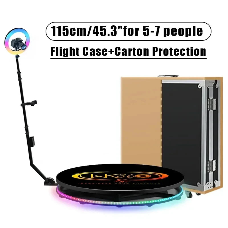 MWE360 Photo Booth  Insta 360 60cm App Control Machine 24inch  with RGB Ring Light Logo Free 360 Video Photo Booth Flight Case ﻿ - Afford Today