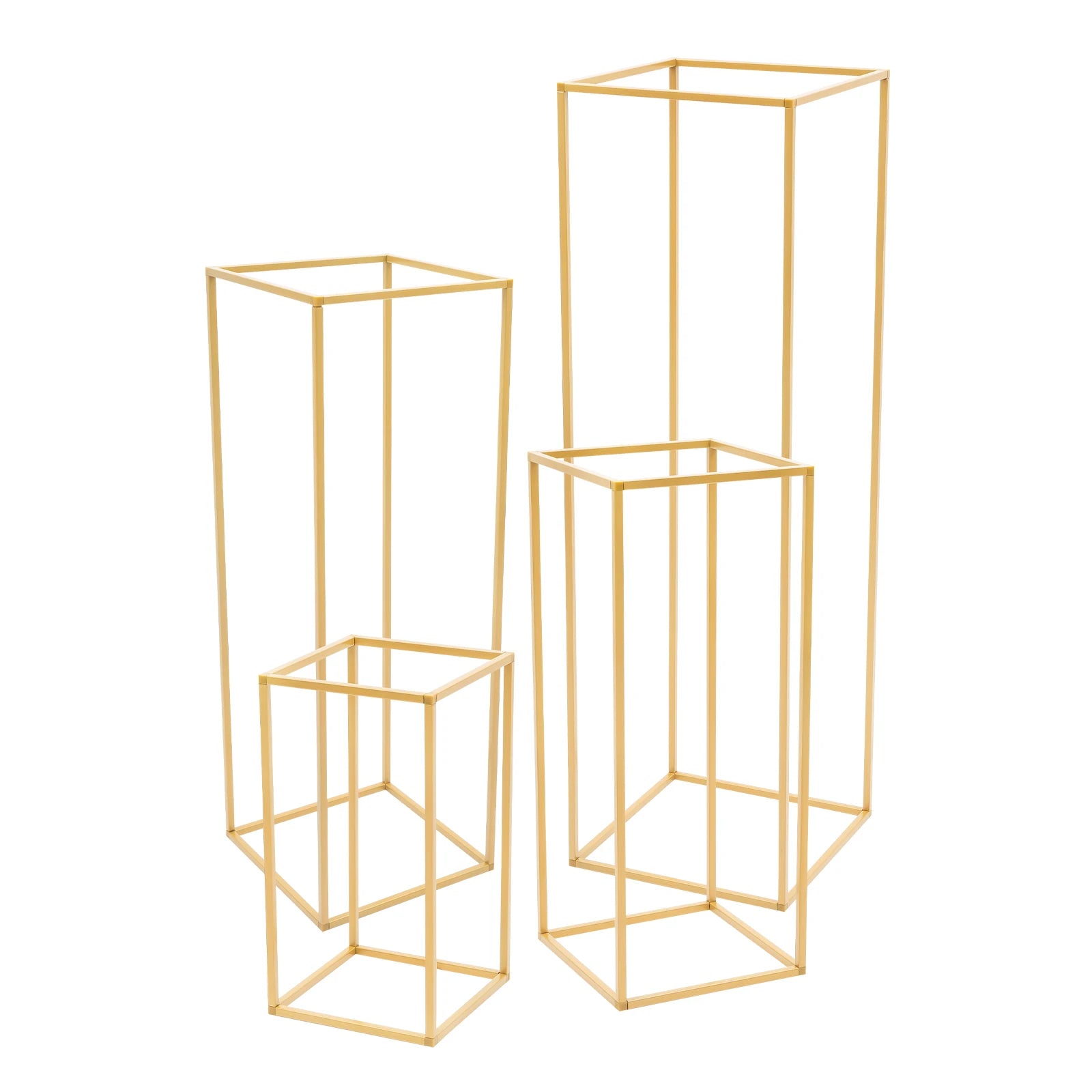 4 Different Height Metal Wedding Flower Stand Floor Geometric Vase Set