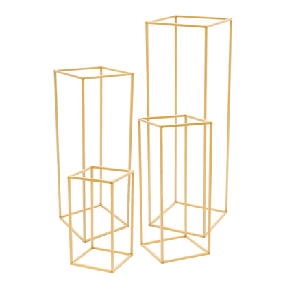 4 Different Height Metal Wedding Flower Stand Floor Geometric Vase Set