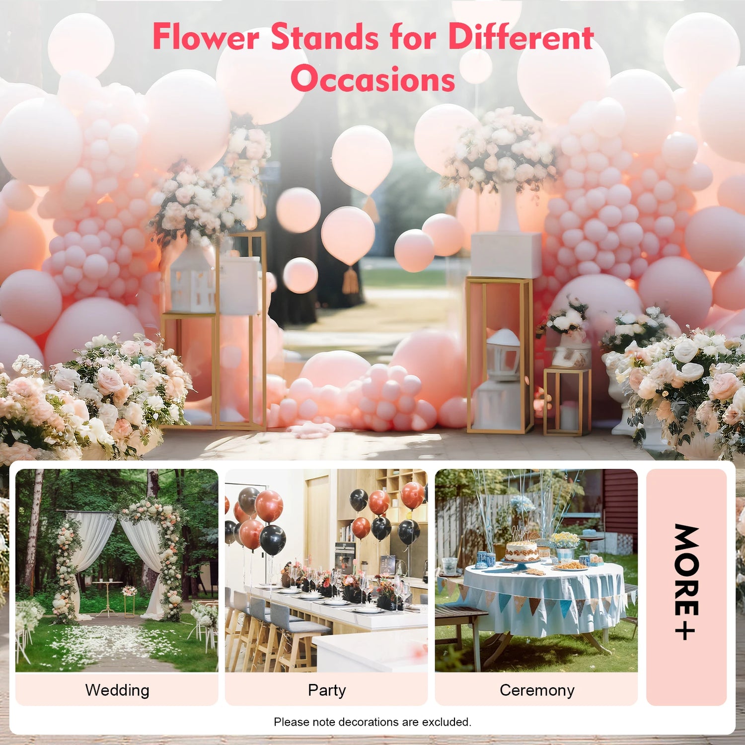 4 Different Height Metal Wedding Flower Stand Floor Geometric Vase Set
