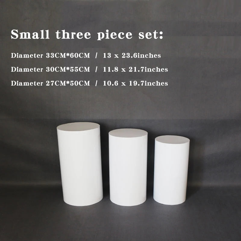 Round Cylinder Pedestal Display White Gold Art Deco