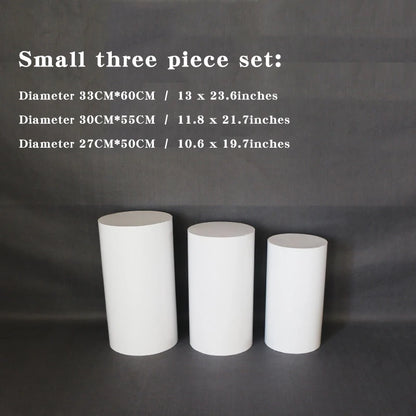 Round Cylinder Pedestal Display White Gold Art Deco