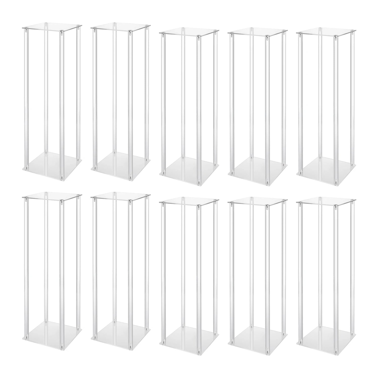 10Pcs Acrylic Vase Wedding Flower Stands Set 23.6&quot;H Clear Column Rack Geometric Display Stand for Home Party Wedding Decor - Afford Today