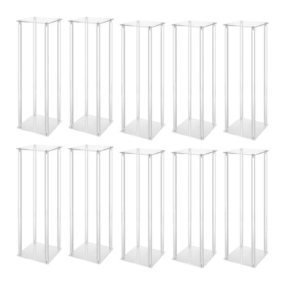 10Pcs Acrylic Vase Wedding Flower Stands Set 23.6&quot;H Clear Column Rack Geometric Display Stand for Home Party Wedding Decor - Afford Today