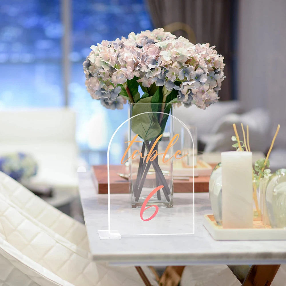5Pcs/Set Clear Arch Acrylic Sign With Stand
