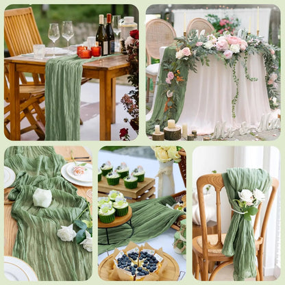 40x270cm Boho Gauze Fabric CheeseCloth Table Runner