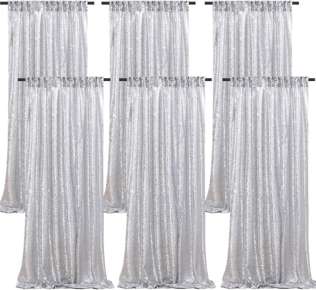 Silver Sequin Backdrop Sparkle Curtains - Afford Today