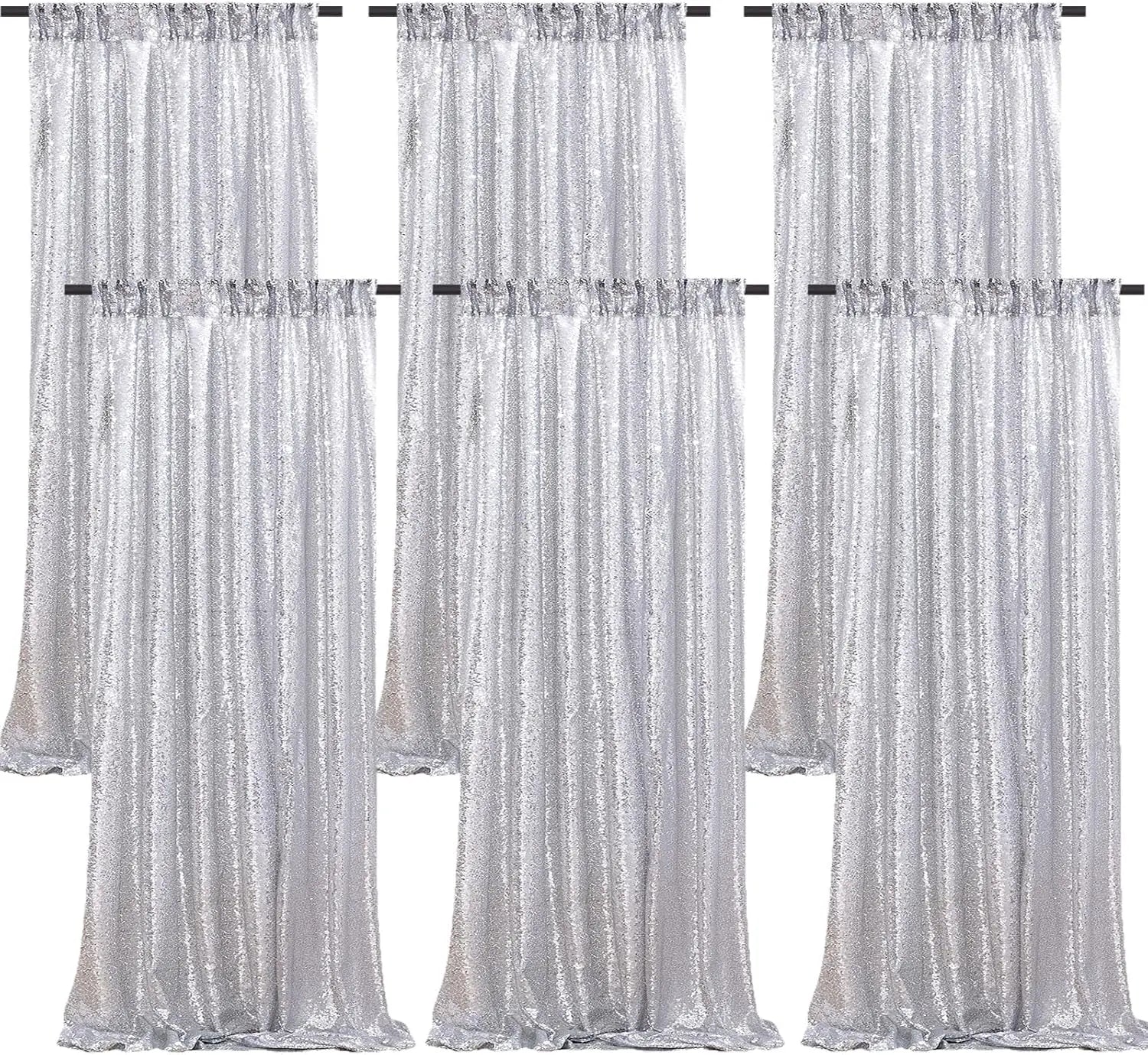 Silver Sequin Backdrop Sparkle Curtains - Afford Today