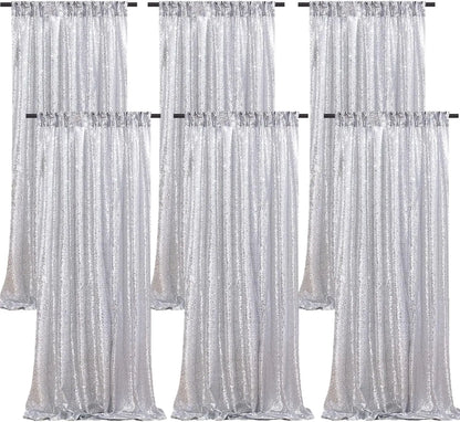 Silver Sequin Backdrop Sparkle Curtains - Afford Today